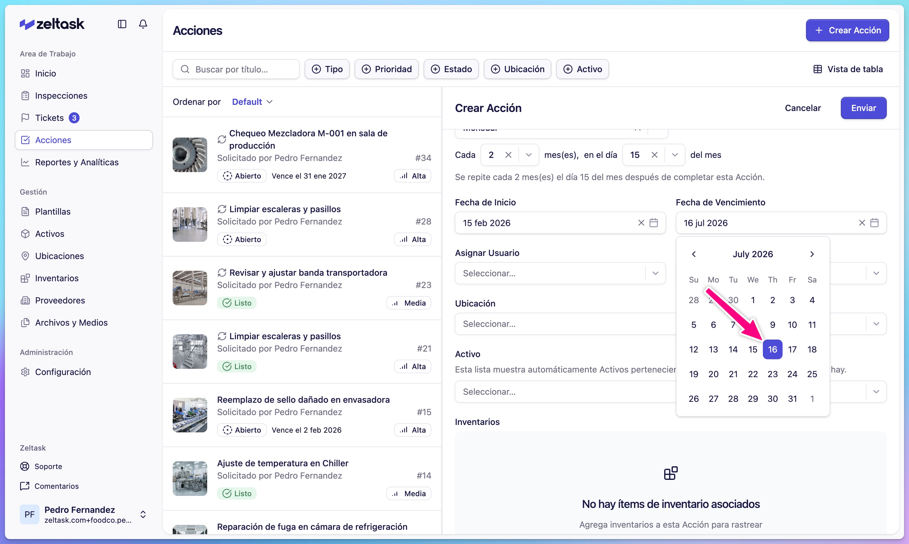 Open date picker, navigate to select a date